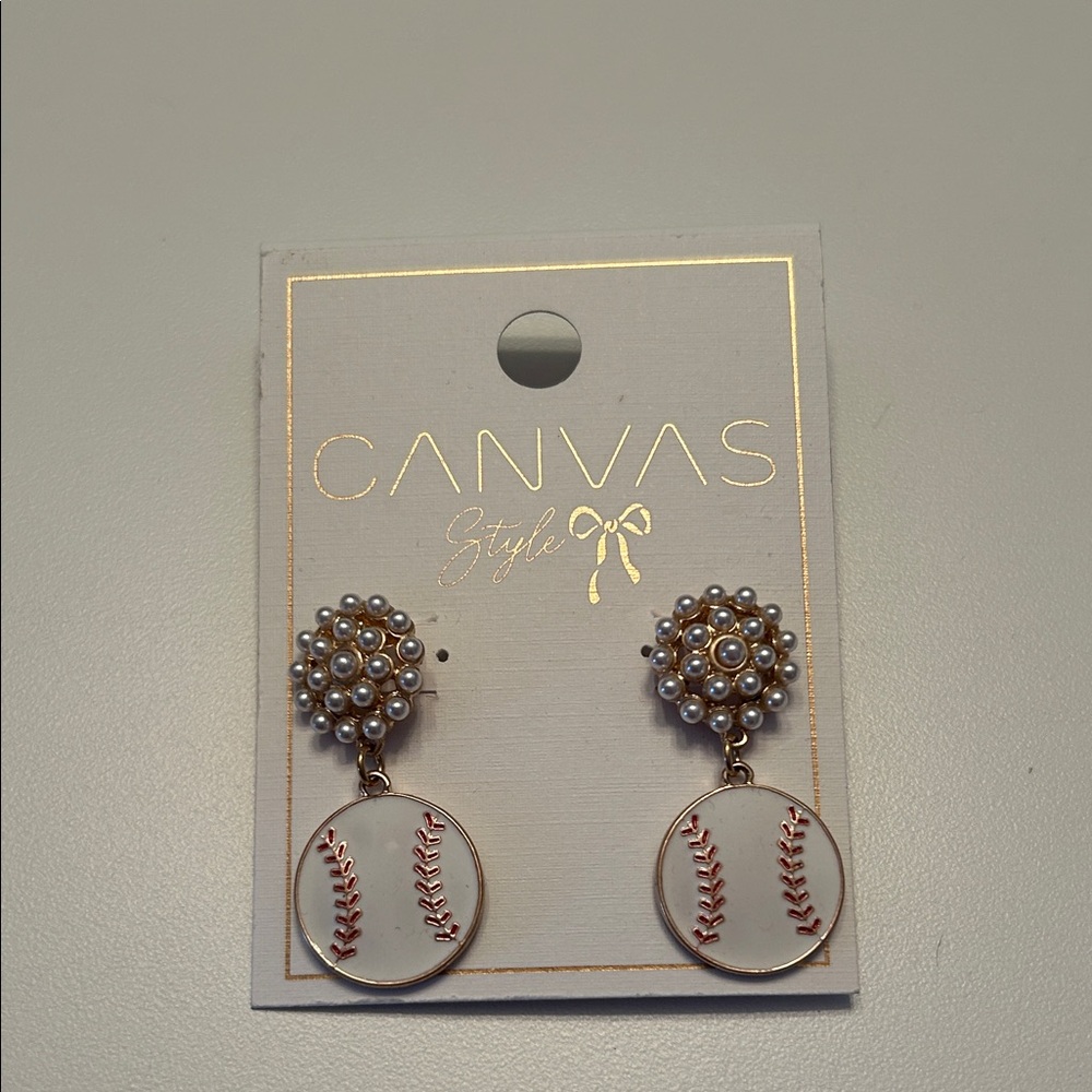 Canvas Style Baseball Earrings